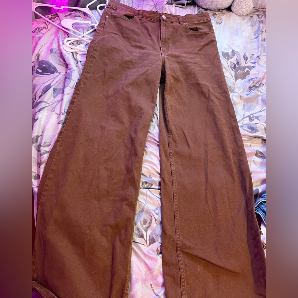 brown wide-leg pants!!